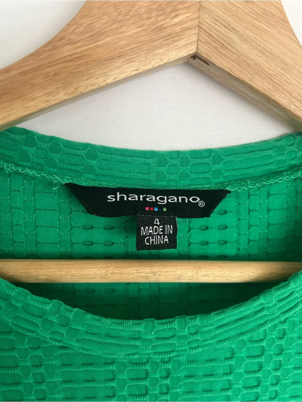 Sharagano Textured Green Sleeveless Midi Dress